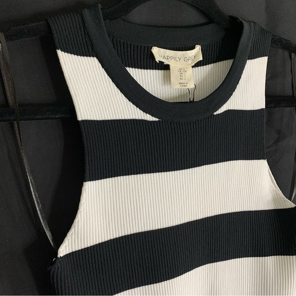 NWT Happily Grey Striped Ribbed Knit Tank Top, size L - Picture 5 of 7